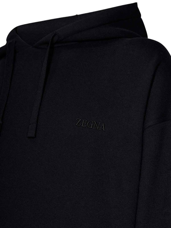 The Best Shops ZEGNA: Sweatshirts & Sweaters - Black Cotton Hoodie
