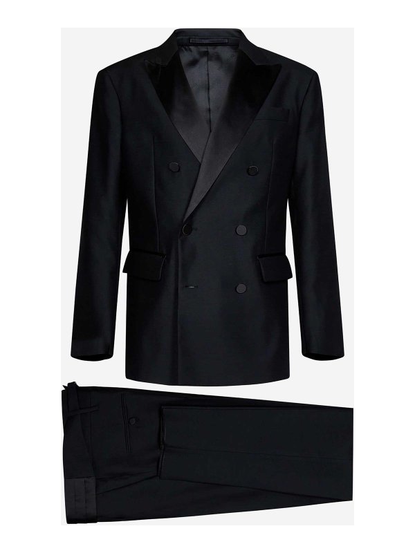DSQUARED2: formal suits - Black Wool And Silk Smoking Suit