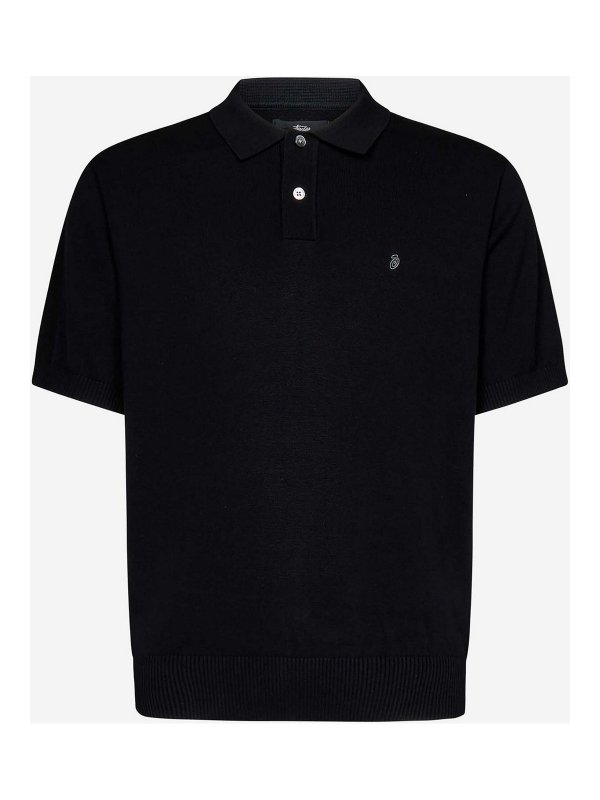 STUSSY: polo shirts - Black Cotton Knit Polo Shirt