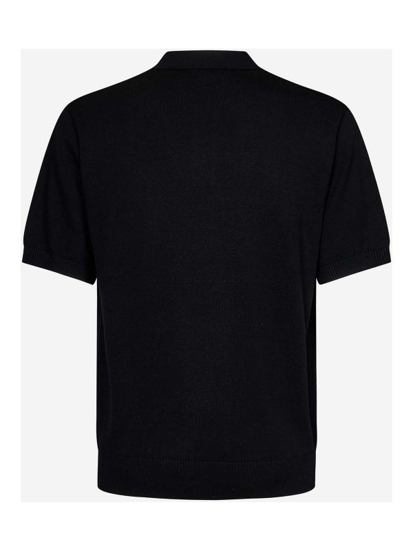 STUSSY: polo shirts online - Black Cotton Knit Polo Shirt