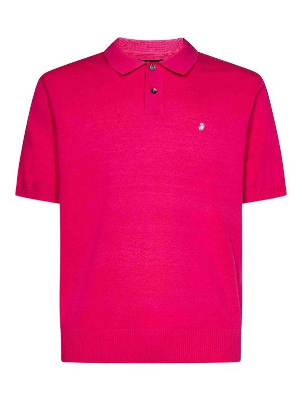 STUSSY: polo shirts - Pink Cotton Knit Polo Shirt