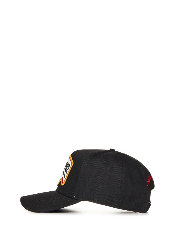 DSQUARED2: hats & caps online - Black Cotton Gabardine Baseball Cap