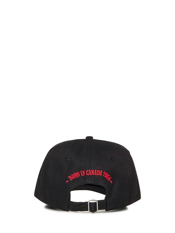 The Best Shops DSQUARED2: hats & caps - Black Cotton Gabardine Baseball Cap