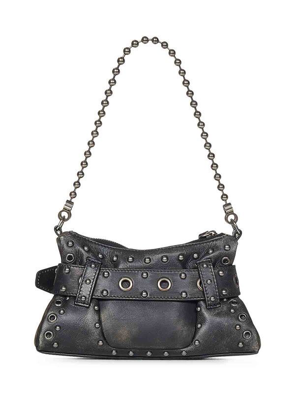 The Best Shops DSQUARED2: clutches - Gothic  Belt Black Calf Leather Clutch