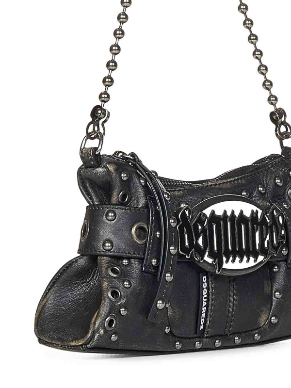 Gothic  Belt Black Calf Leather Clutch shop online: DSQUARED2