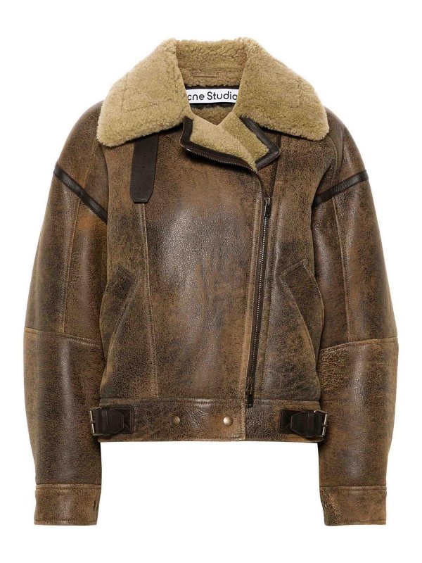 Acne Studios ブラウンレザーライダースジャケット　46 Acne Studios ブラウンレザーライダースジャケット46
