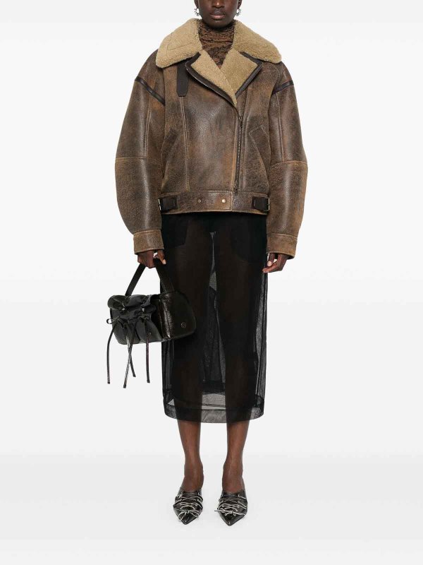 Acne Studios: leather jacket online - Leather Shearling Jacket