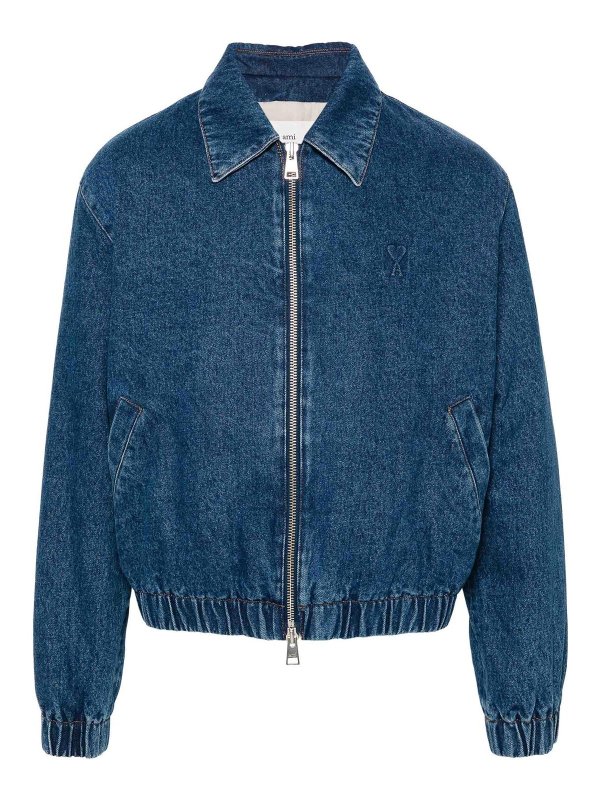 AMI PARIS: denim jacket - Ami De Coeur Denim Jacket
