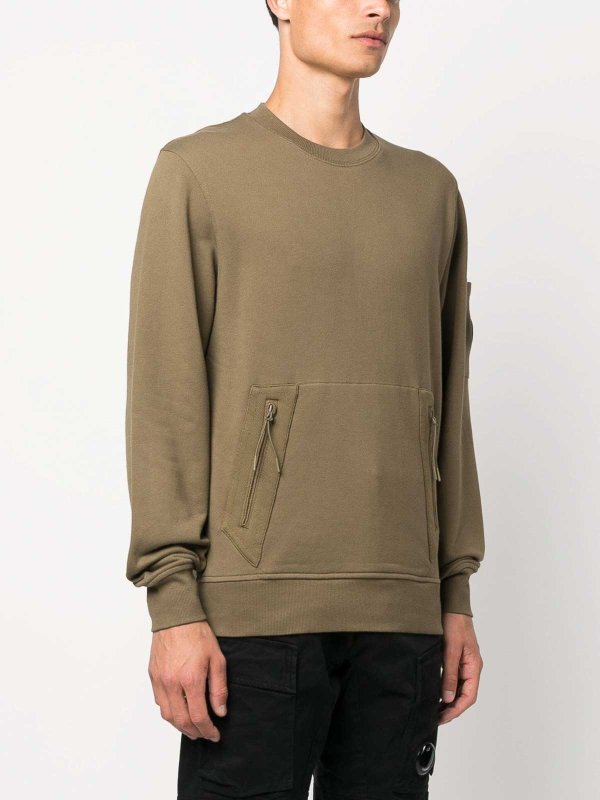 The Best Shops C.P. COMPANY: crew necks - Diagonal Raised Fleece Kangaroo Sweater