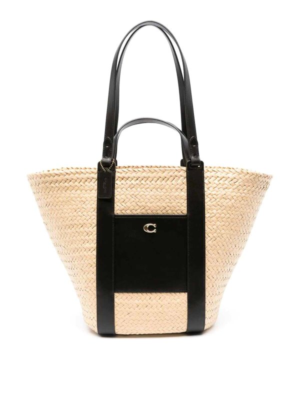 COACH: totes bags - Straw Pocket Tote Bag