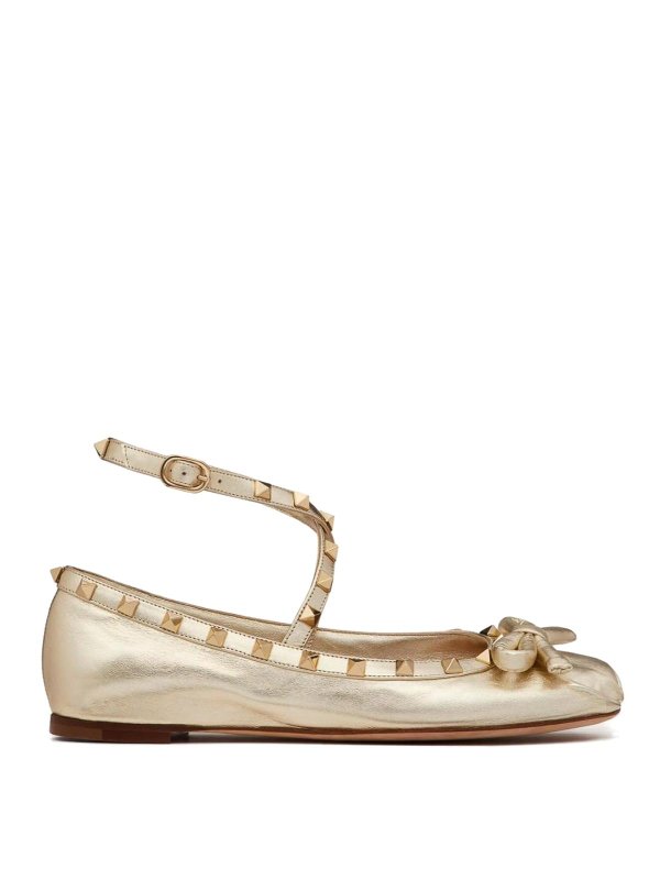 VALENTINO GARAVANI: flat shoes - Rockstud Laminated Ballerina