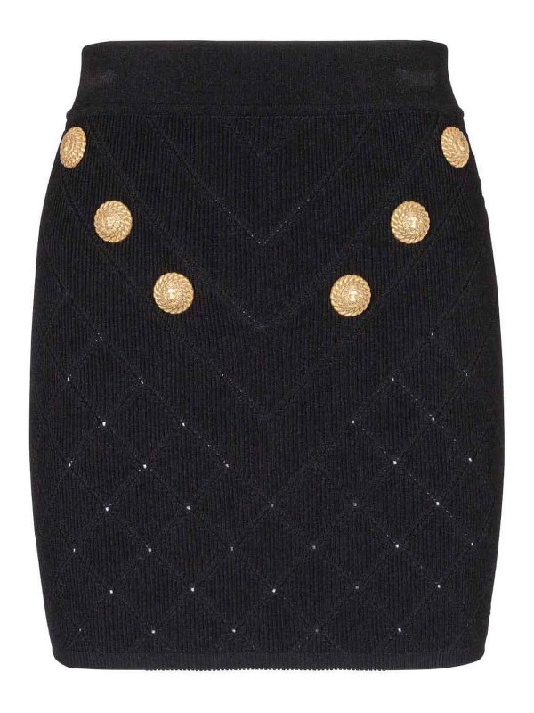 Balmain: boat necks - 6 Button Knitted Skirt