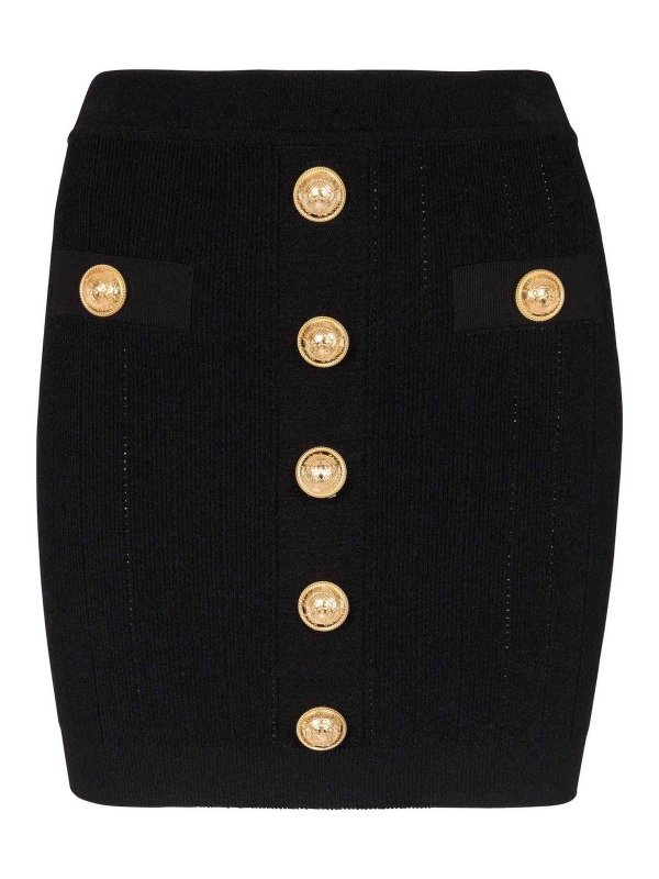 Balmain: ミニスカート - 膝丈/ミディスカート - 黒