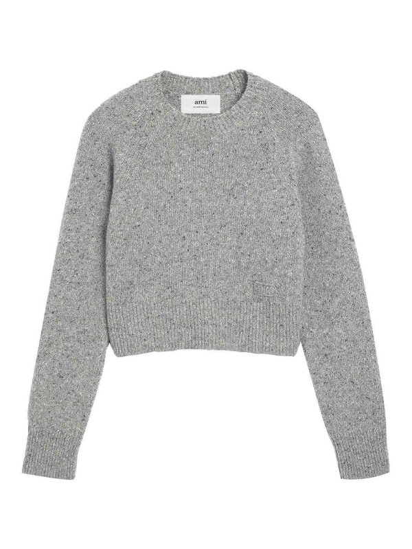 AMI PARIS: Strickpullover mit Rundhalsausschnitt - Rundhalspullover - Grau