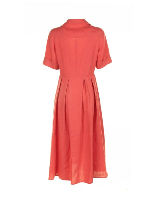 ELEVENTY: evening dresses online - Long Coral Linen Half Sleeve Dress