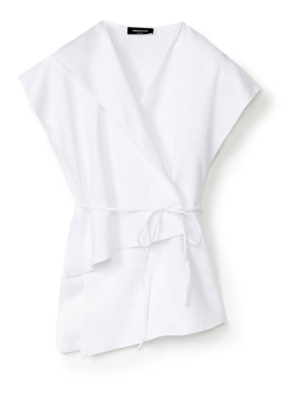 FABIANA FILIPPI: Tops & Tank tops - White Criss-Cross Top In Wool And Silk