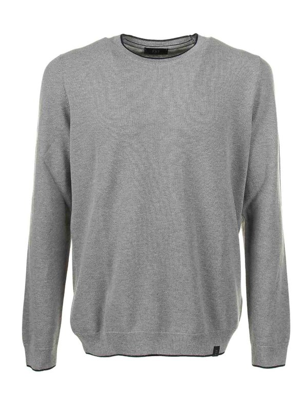 FAY: Strickpullover mit Rundhalsausschnitt - Rundhalspullover - Grau