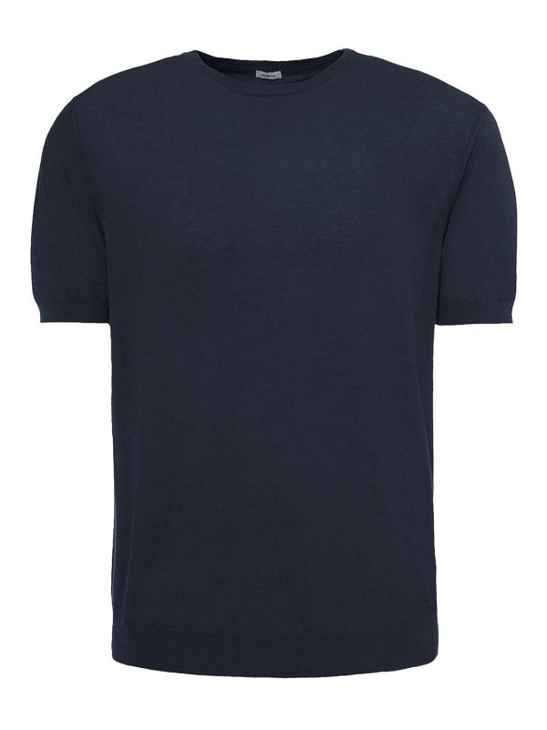 MALO: t-shirts - Navy Blue Cotton T-Shirt