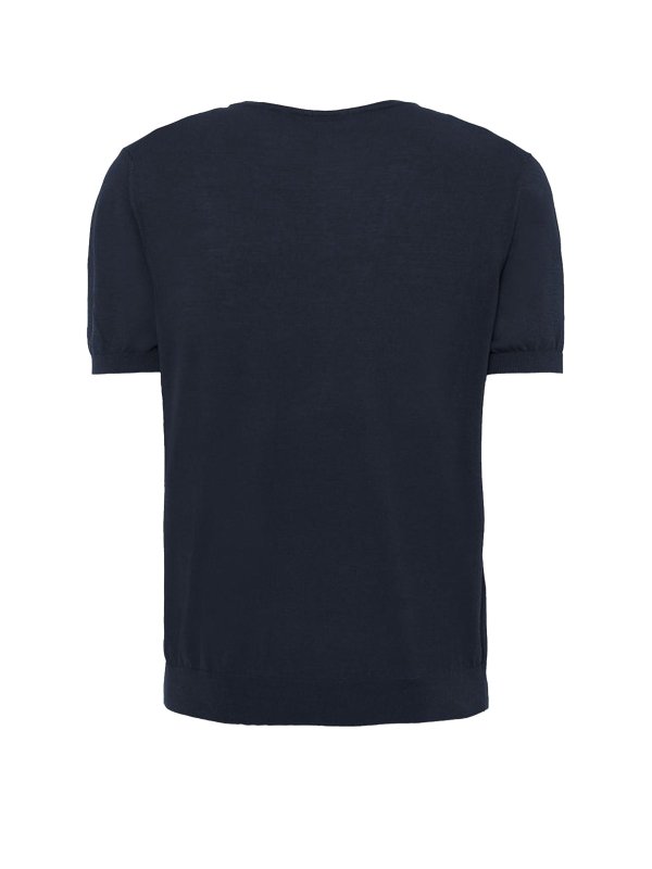 MALO: t-shirts online - Navy Blue Cotton T-Shirt