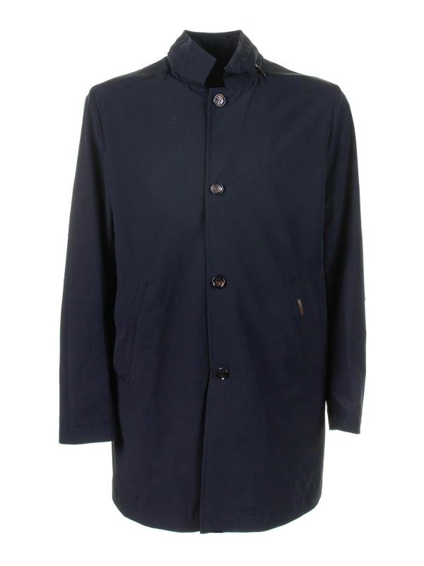 MOORER: cappotti trench - Trench Lungo Blu Navy