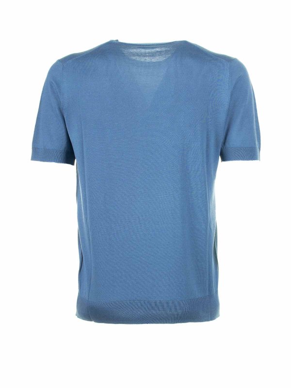 Paolo Pecora: t-shirts online - Light Blue T-Shirt In Cotton And Silk