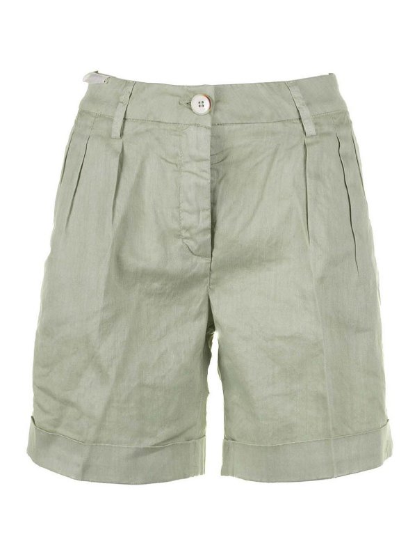 RE-HASH: pantaloni shorts - Bermuda Donna A Vita Alta Verde Mela