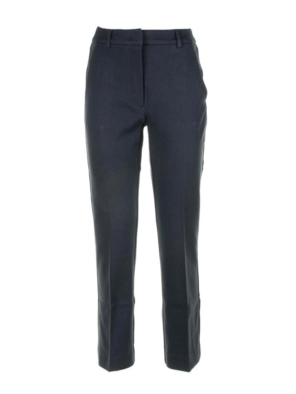 WEEKEND MAX MARA: casual trousers - Navy Blue Cotton Trousers