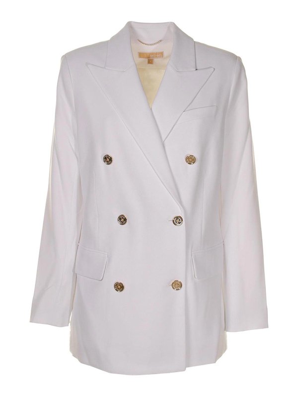 MICHAEL KORS: blazers - Double-breasted white crepe blazer