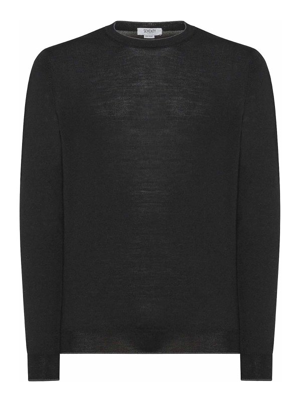 SEVENTY: Strickpullover mit Rundhalsausschnitt - Rundhalspullover - Schwarz