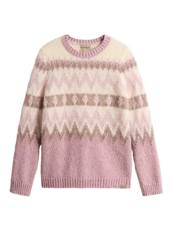 WOOLRICH: Strickpullover mit Rundhalsausschnitt - Rundhalspullover - Beige