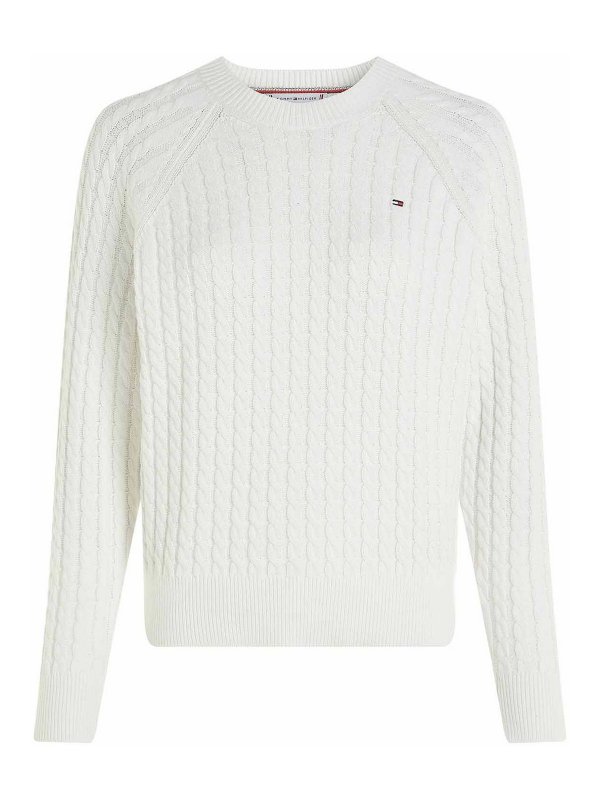 TOMMY HILFIGER: Strickpullover mit Rundhalsausschnitt - Rundhalspullover - Beige