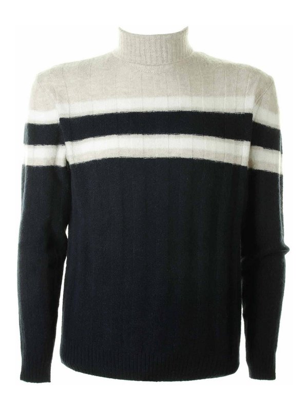 ELEVENTY: Turtlenecks & Polo necks - Striped Cashmere Turtleneck