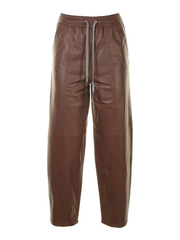 ELEVENTY: Pantalons en cuir - Pantalons En Cuir - Marron