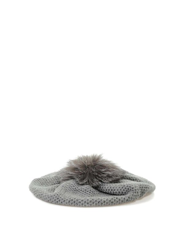 INVERNI: hats & caps - Honeycomb Basque In Pure Cashmere