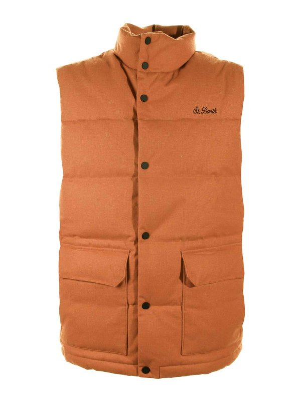 MC2 SAINT BARTH: waistcoats & gilets - Orange Quilted Vest