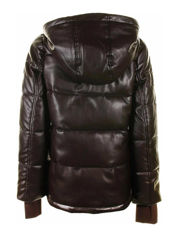 The Best Shops MICHAEL KORS: padded jackets - Leather Effect Hooded Down Jacket