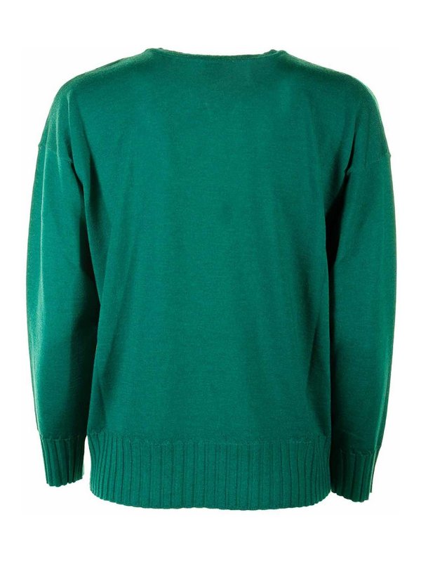 PANICALE: v necks online - Cashmere Emerald Green V-Neck Sweater