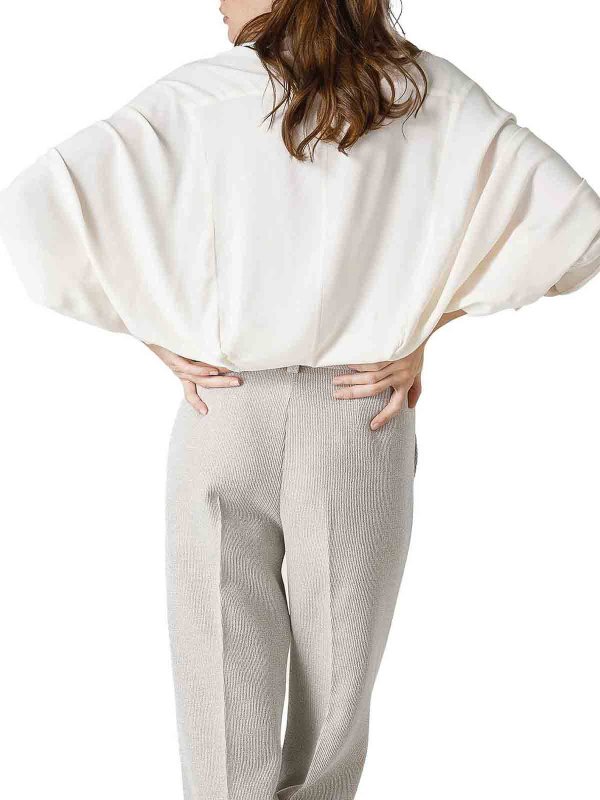 The Best Shops SEVENTY: shirts - White V-neck shirt in silk blend