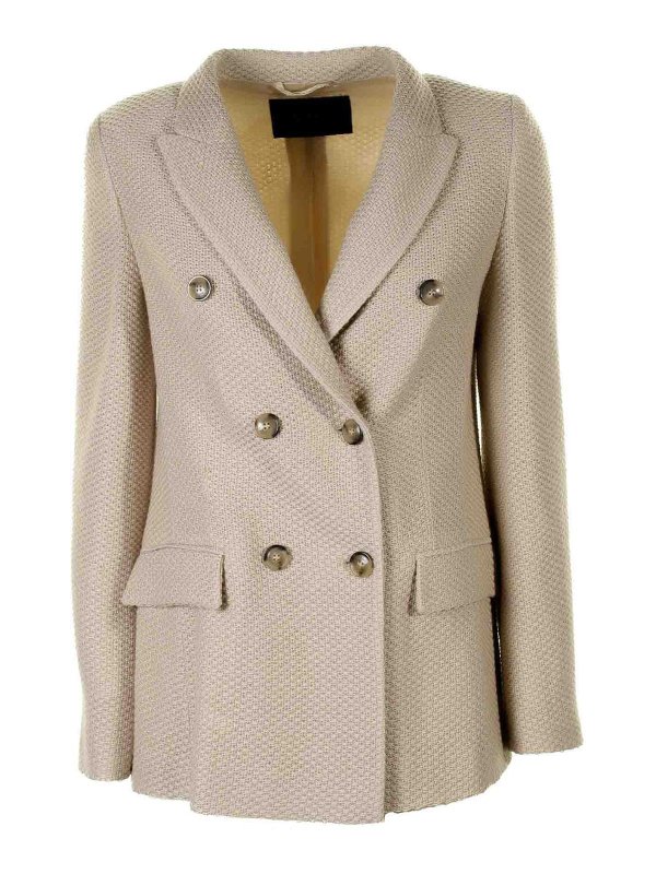 SEVENTY: maglia collo a barchetta - Giacca Doppiopetto Beige In Maglia