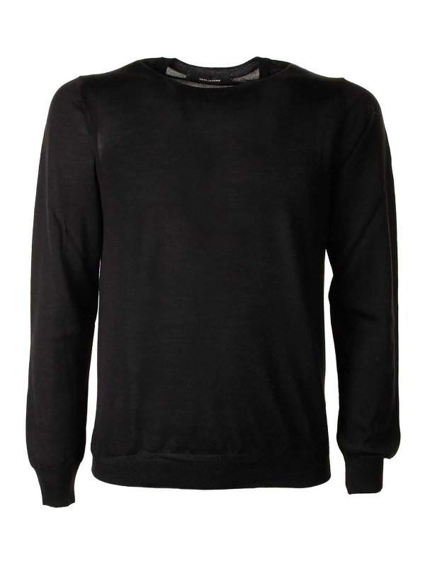 TAGLIATORE: crew necks - Black Crew Neck Sweater