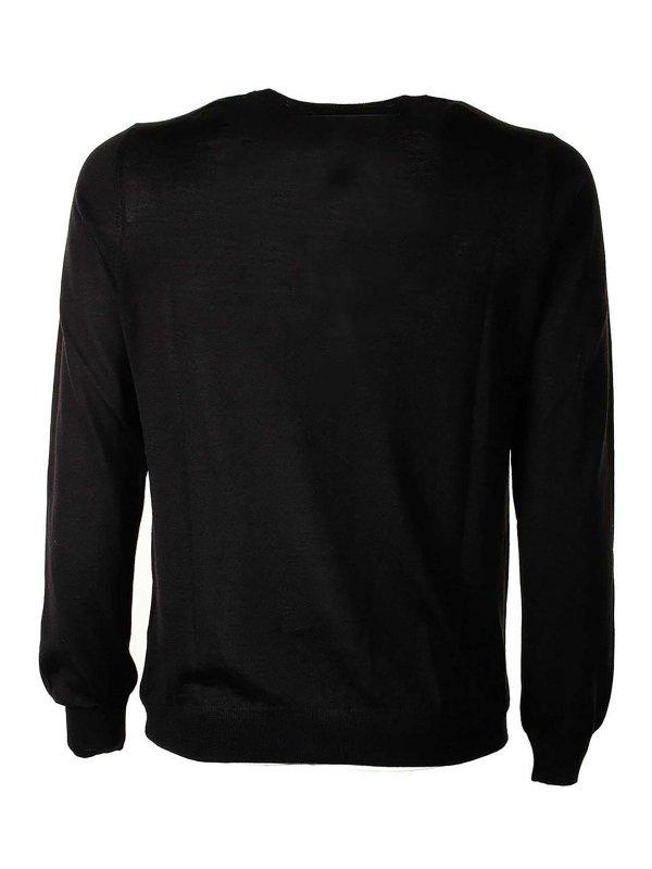 TAGLIATORE: crew necks online - Black Crew Neck Sweater