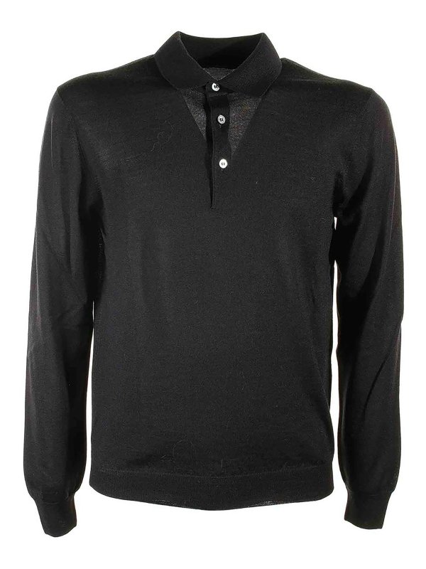 TAGLIATORE: boat necks - Black Polo Shirt