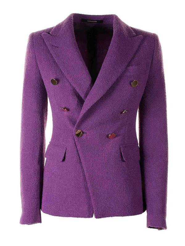 TAGLIATORE: blazers - Jalicya Purple Double-Breasted Blazer Jacket