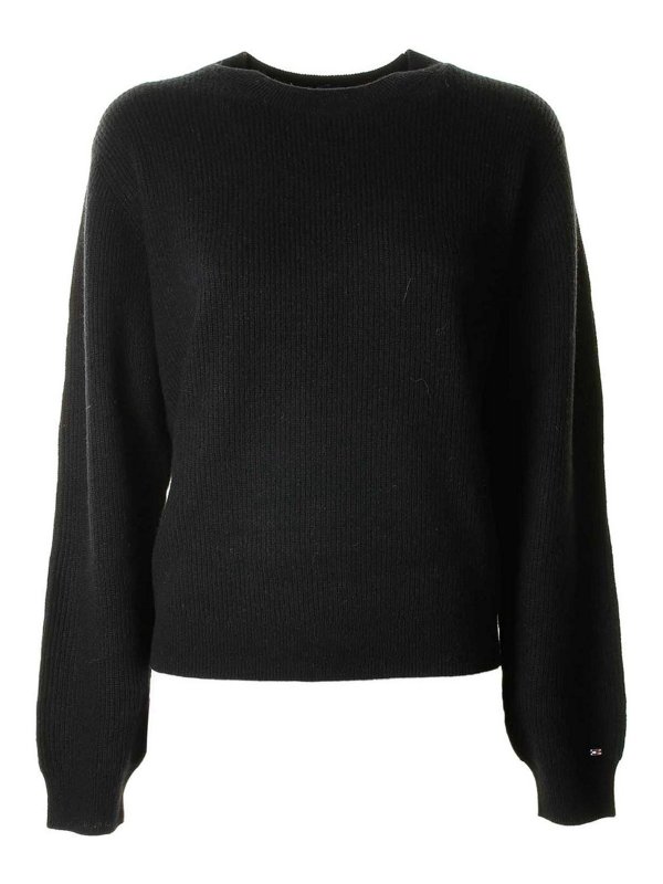 TOMMY HILFIGER: crew necks - Black Crew Neck Sweater