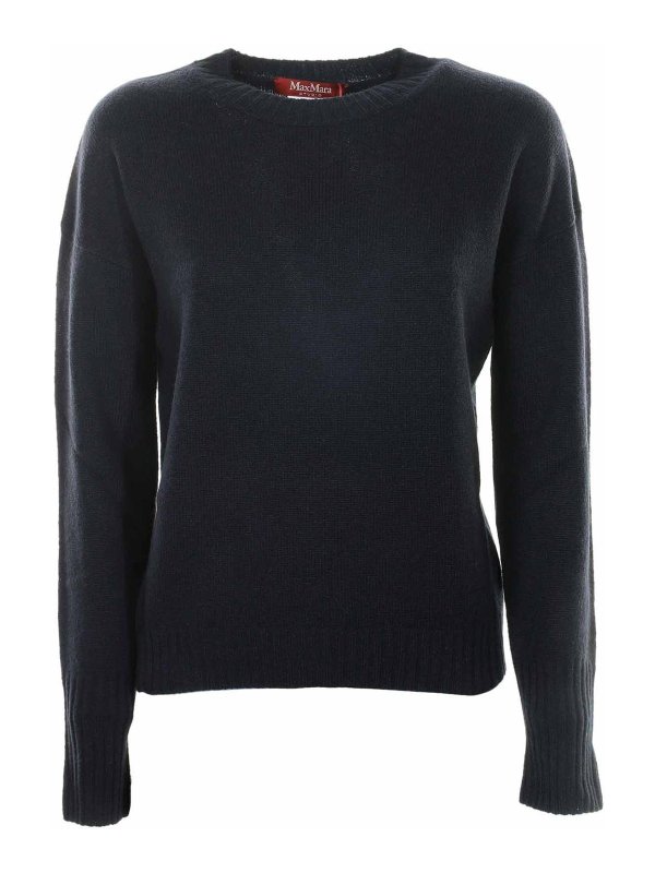 MAX MARA STUDIO: Strickpullover mit Rundhalsausschnitt - Rundhalspullover - Blau