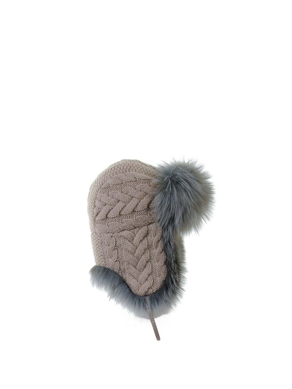Aviator Hat In Pure Cashmere Cable Work shop online: INVERNI
