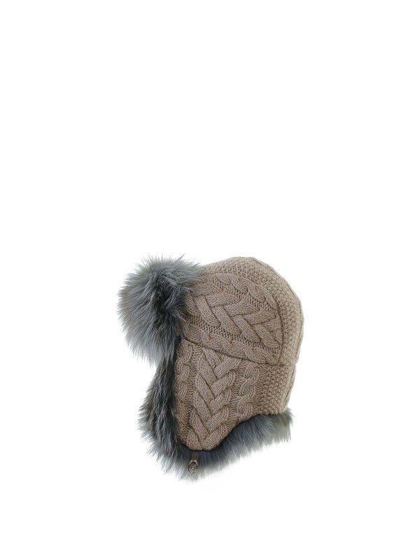 INVERNI buy online Aviator Hat In Pure Cashmere Cable Work