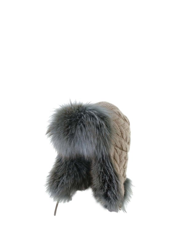 The Best Shops INVERNI: Aviator Hat In Pure Cashmere Cable Work