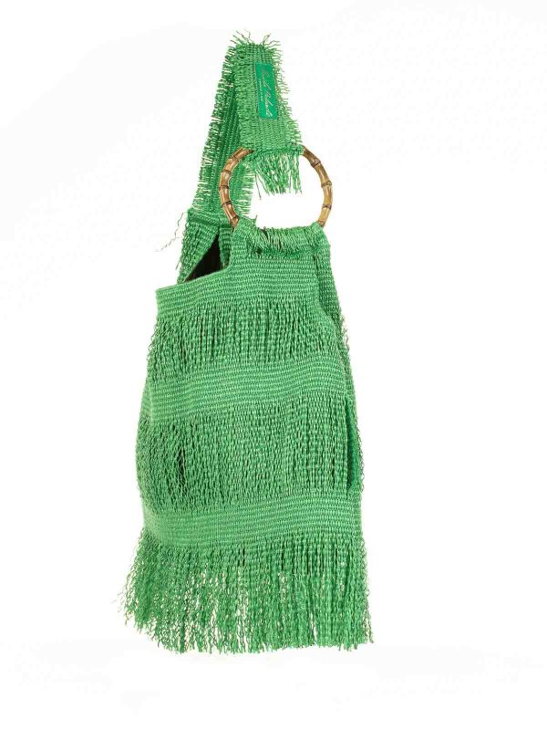 ANITA BILARDI: totes bags online - Shopping Bag Picasso Verde Con Frange