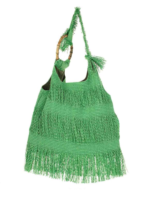 The Best Shops ANITA BILARDI: totes bags - Shopping Bag Picasso Verde Con Frange